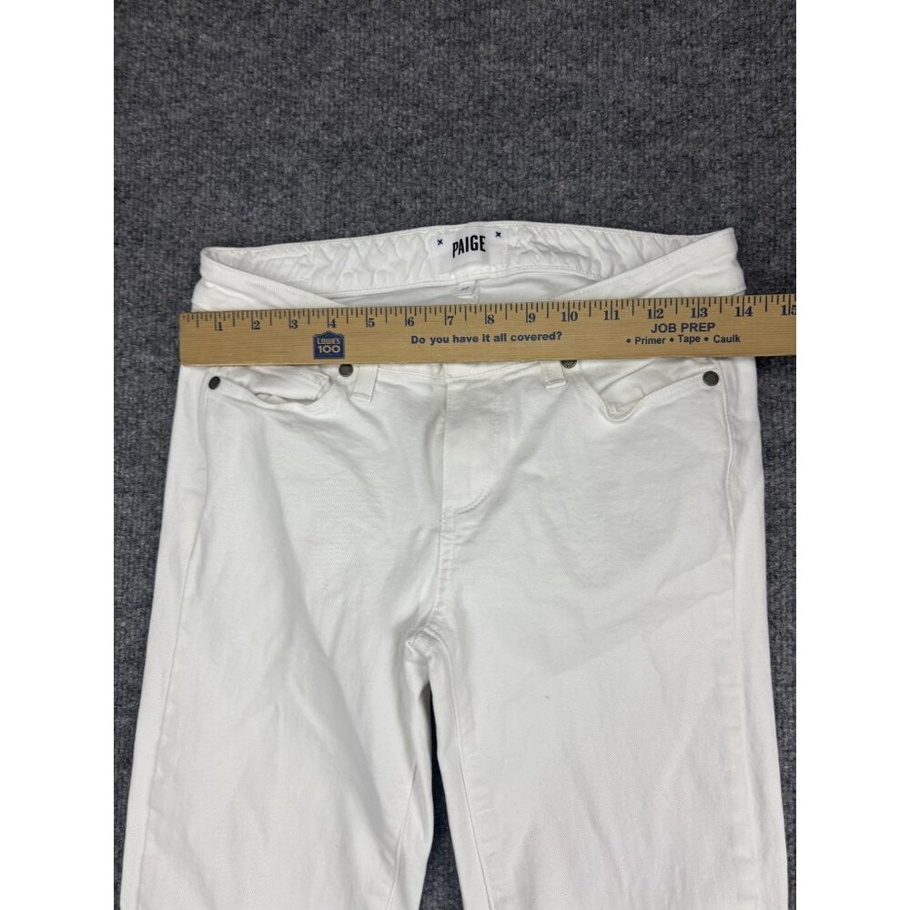 Paige Skyline Skinny Jeans Womens 27 White Made in USA Stretch Denim Mid Rise - Picture 3 of 8